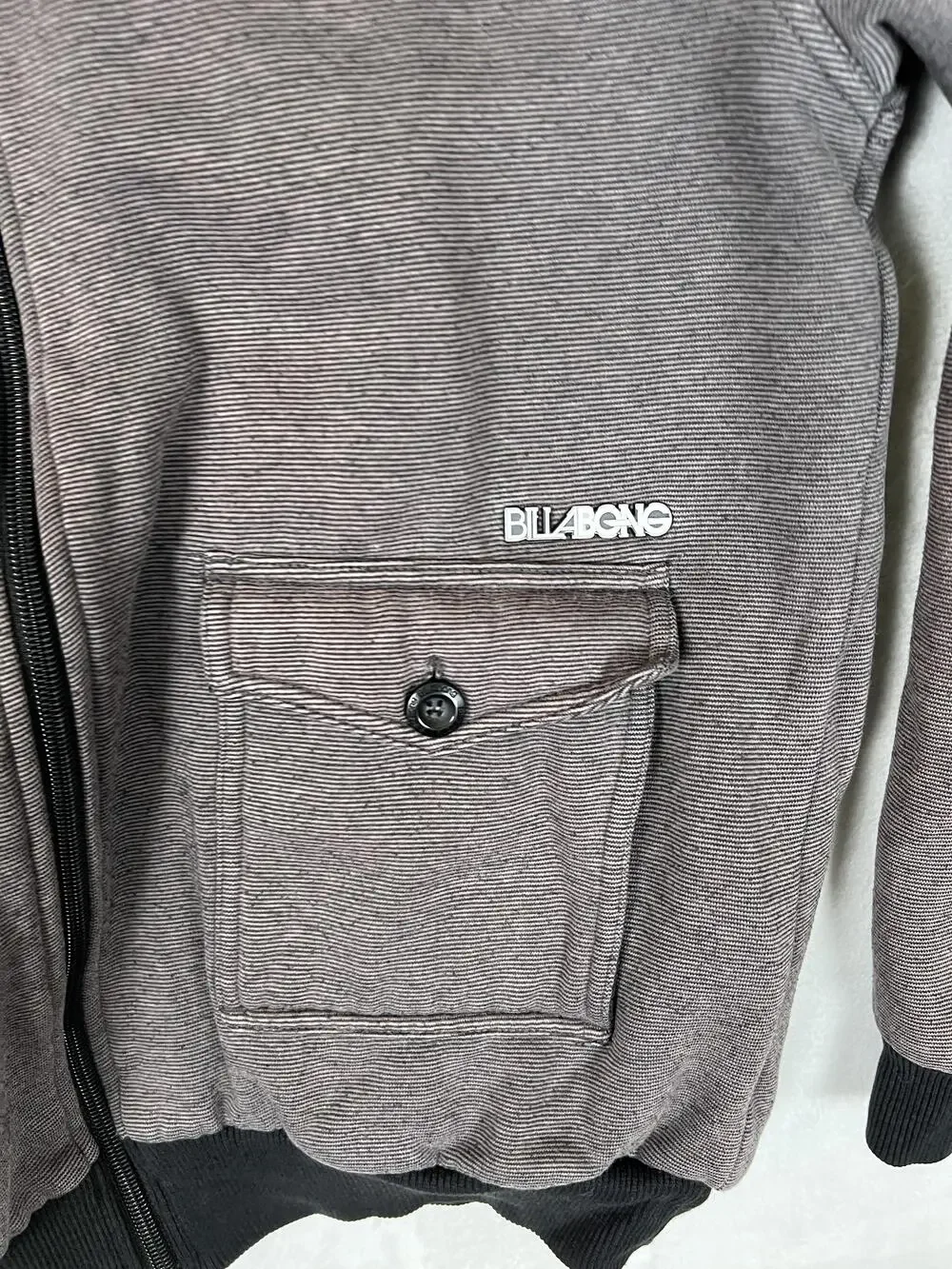 Vintage Billabong Jacket Size Small Gray Fleece Lined Hooded Full Zip Y2K Surf
